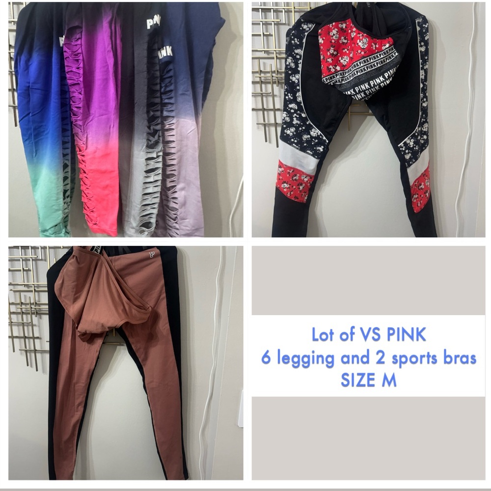 Lot of 6 PINK VS leggings and 2 matching bras